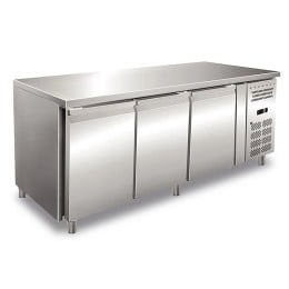 Tavolo frigo refrigerato in acciaio inox 3 porte 179,5x60x86h cm 2 +8 °C