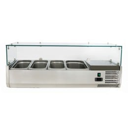 Vetrina refrigerata portacondimenti, portagusti per pizza GN 1/3 + 1/2   1200x395x435h mm +2 +8 °C con motore a destra