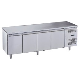 Tavolo frigo refrigerato in acciaio inox 4 porte +2 +8 °C 223x70x85h cm monoblocco - FC