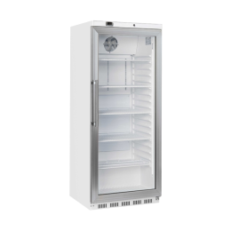 Armadio frigo refrigerato in abs bianco 1 anta in vetro refrigerazione roll-Bond con ventilatore di assistenza 600 lt +3 +10°C