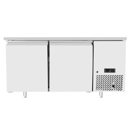 Tavolo frigo refrigerato a basso consumo energetico in acciaio inox classe A 2 porte -2 +8 °C 1510X800X840 h mm