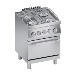 Cucina a gas 4 fuochi con forno elettrico 20 kW 60x60x85h cm - Profondità  60 cm - A Gas - Cucine Professionali - Cottura professionale - Linee  Professionali