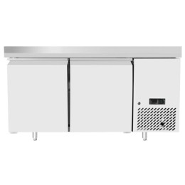 Tavolo frigo refrigerato a basso consumo energetico in acciaio inox con alzatina classe A 2 porte -2 +8 °C 1510x800x840h mm