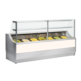 Banco refrigerato statico con vano riserva per gastronomia e salumeria bianco +4 +8°C 100x81x135h cm