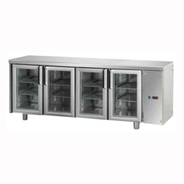 Tavolo Refrigerato GN 1/1 con 4 porte in vetro predisposto per unità frigorifera remota