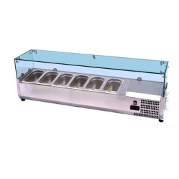 Vetrina refrigerata a basso consumo energetico portacondimenti 120,5×39,5×43,5h cm, portagusti per pizza GN 1/3  0+8°C con motore a destra