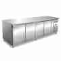 Tavolo frigo refrigerato in acciaio inox 4 porte  223x60x86h cm -2 +8 °C