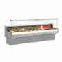 Banco refrigerato ventilato con vano riserva per macelleria e salumeria +4 +6°C bianco vetri dritti 150x91x129h cm