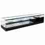 Vetrina frigo 2266x410x330h mm refrigerata da banco a due piani nera con vetri dritti motore incorporato e piano liscio