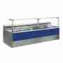 Banco refrigerato ventilato con vano riserva per salumeria e macelleria blu 0 +2°C 250x109x128h cm