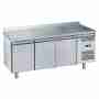 Tavolo frigo refrigerato in acciaio inox con alzatina 3 porte -2 +8 °C 2020x800x950h mm