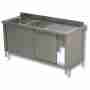 Lavello / lavatoio in acciaio inox armadiato 2 vasche sgocciolatoio dx profondità 600 mm 1400x600x850h mm