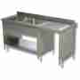 Lavello / lavatoio 2 vasche in acciaio inox su fianchi con vano pattumiera dx 1800x700x850h mm