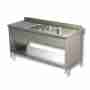 Lavello / lavatoio in acciaio inox 2 vasche con sgocciolatoio sx profondità 600 mm 1500x600x850h mm