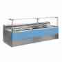 Banco refrigerato statico senza vano riserva per salumeria e macelleria azzurro +2 +6 °C 300x109x128h cm