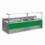 Banco refrigerato statico senza vano riserva per salumeria e macelleria verde +2 +6 °C 250x109x128h cm
