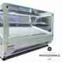 Vetrina frigo 141x60x60h cm refrigerata da banco a due piani bianca con vetri dritti motore incorporato e piano liscio  