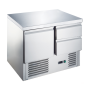 Banco frigo saladette con piano in acciaio inox 1 porta e 2 cassetti 90x70x87,6h cm