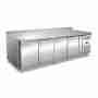 Tavolo congelatore refrigerato in acciaio inox con alzatina 4 porte 223x70x96h cm -10 -20°C