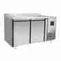 Tavolo frigo refrigerato a basso consumo energetico in acciaio inox con alzatina 2 porte -2 +8 °C 1360x600x850h mm