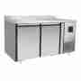 Tavolo frigo refrigerato a basso consumo energetico in acciaio inox con alzatina 2 porte classe A -2 +8 °C 1360x700x850 h mm
