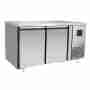 Tavolo frigo refrigerato classe A a basso consumo energetico in acciaio inox 2 porte -2 +8 °C 1360x700x850 h mm