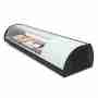 Vetrina frigo sushi 145,6x39x28,7h cm refrigerata da banco bianca con piano liscio vetri curvi e motore incorporato