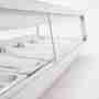 Vetrina frigo sushi 180x42x26,5h cm 8 gn 1/3 refrigerata da banco bianca con vetri curvi e motore incorporato  