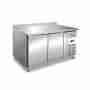 Tavolo frigo refrigerato in acciaio inox con alzatina 2 porte 136x70x96h cm -2 +8 °C