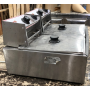 Friggitrice Elettrica professionale 10+10 litri doppia vasca con scarico in acciaio inox per Pub Bar da banco usata