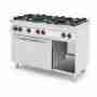 Cucina professionale a gas 6 fuochi con forno a gas statico capacità 4 teglie GN 1/1 120x70x90h cm