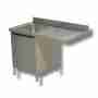 Lavello / lavatoio 1 vasca in acciaio inox armadiato con vano lavastoviglie dx 1200x600x850h mm