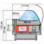 Banco refrigerato ventilato nero per macelleria e salumeria +2+5°C con vano riserva 195,5x117,5x123,5h cm vetri curvi