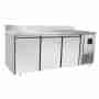 Tavolo congelatore refrigerato a basso consumo energetico in acciaio inox con alzatina 3 porte -22-17 °C 1795x600x850h mm